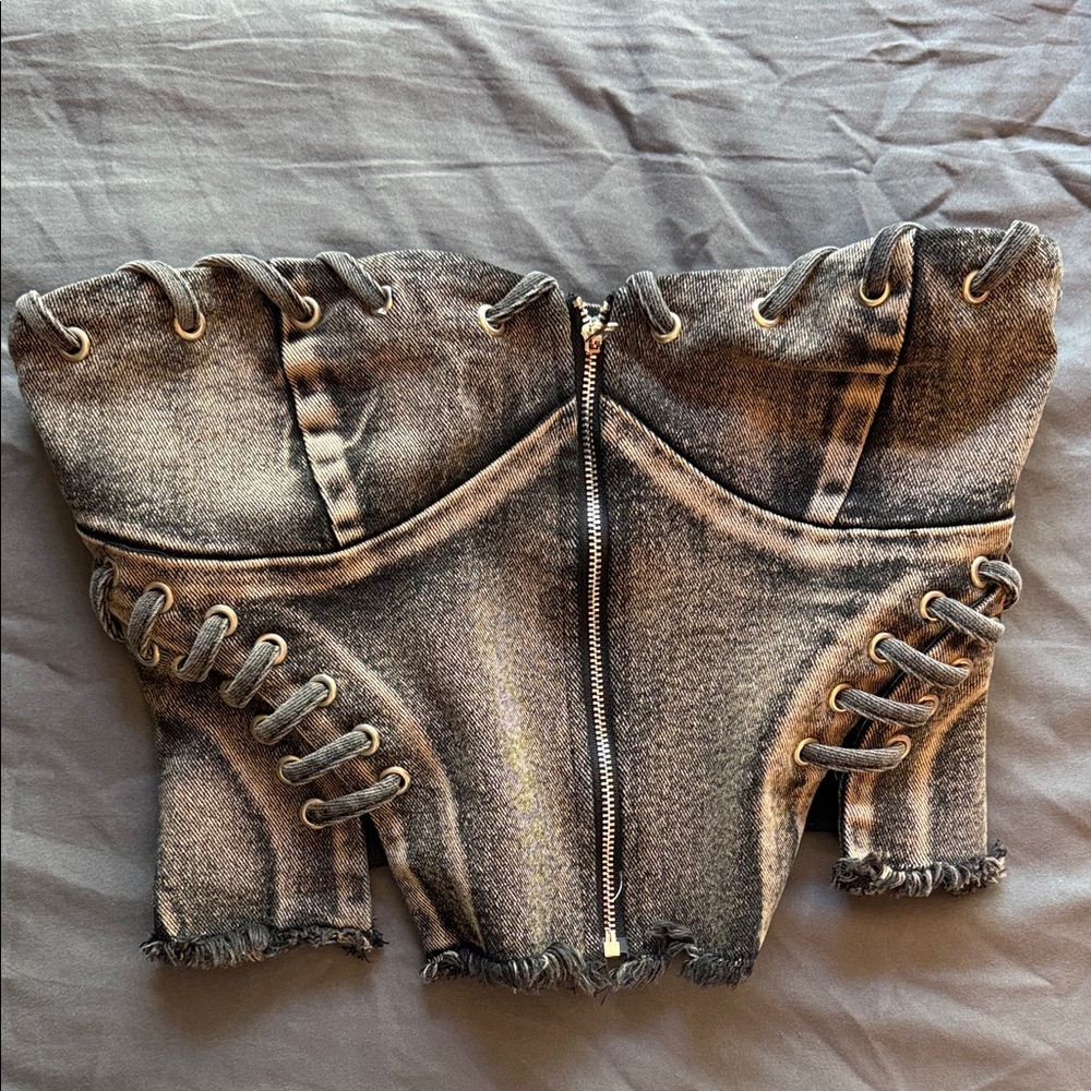 Stylish Black Denim Crop Top